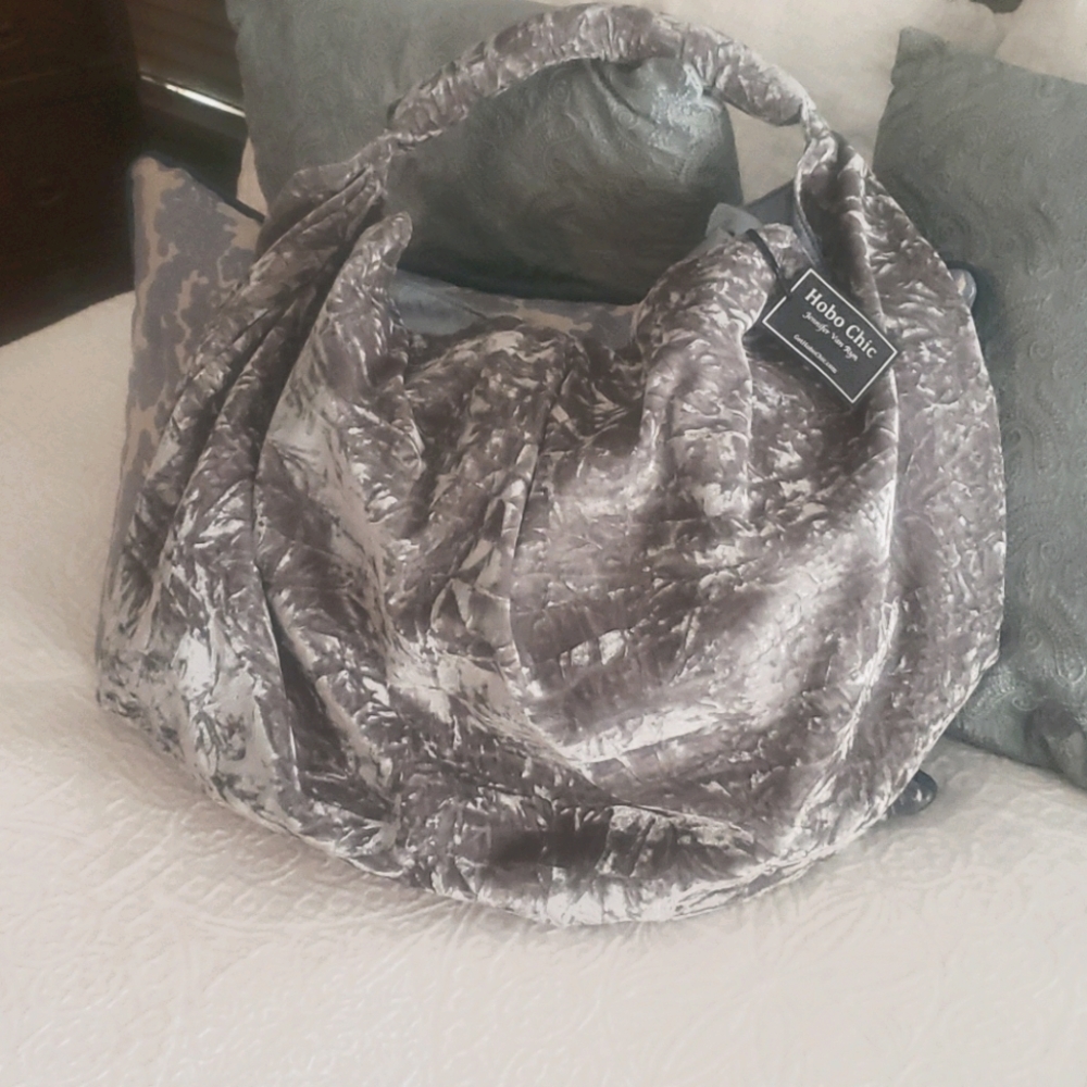 Jennifer Van Ryn , velvet Greyish blue hobo bag